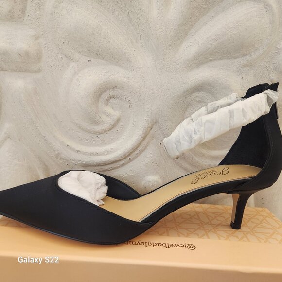 Jewel Badgley Mischka " Robles" Black Satin Kitten Heels. NIB. Size 6 - Picture 6 of 14
